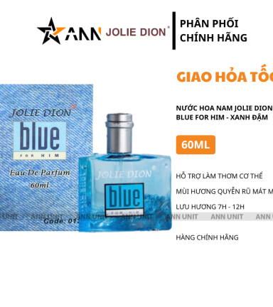 Nước Hoa Nam Jolie Dio For Him Blue Đậm 60ml Hương Thơm Quyến Rũ Mát Mẻ - 8885013690019
