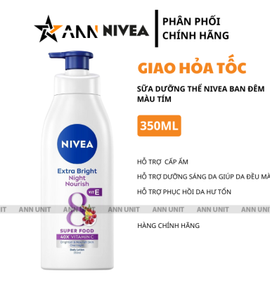 Sữa Dưỡng Thể Nivea Ban Đêm 350ml - Hỗ Trợ Cấp Ẩm Dưỡng Sáng Da - 4005808355754