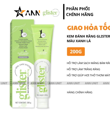 Kem Đánh Răng Glister 200g Màu Xanh Lá - Hỗ Trợ Làm Sạch Mảng Bám Giúp Hơi Thở Thơm Mát - 319372M