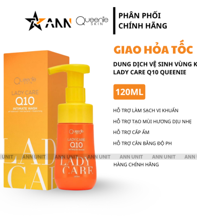Dung Dịch Vệ Sinh Phụ Nữ Lady Care Q10 Queenie Skin 120ml - Hỗ Trợ Cấp Ẩm Làm Sạch Dịu Nhẹ - 8938513314333