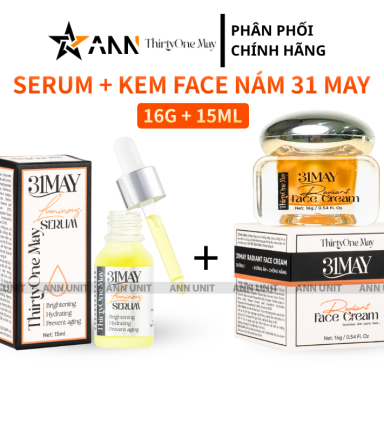 Combo Kem Nám 31may - Serum 31May Luminous 15ml Và Kem Face Nám 31May Radiant 16g - Mỹ Phẩm Thirty One May - CBDUONG31MAY