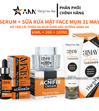 Combo Kem Mụn 31may Acnifix 15g & Serum Mụn 31may Acnidrop 10ml & Sữa Rửa Mặt 31may Hydra Cleanser 100ml - Mỹ Phẩm Thirty One May - CB3MUN31MAY