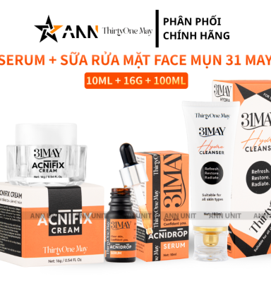 Combo Kem Mụn 31may Acnifix 15g & Serum Mụn 31may Acnidrop 10ml & Sữa Rửa Mặt 31may Hydra Cleanser 100ml - Mỹ Phẩm Thirty One May - CB3MUN31MAY