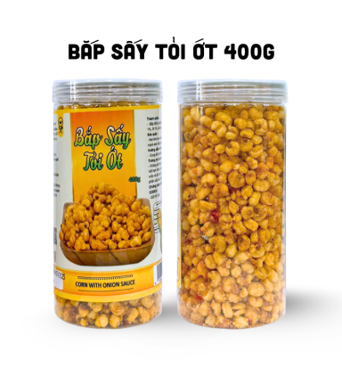 Bắp Sấy Tỏi Ớt Hộp 400g Thơm Ngon - BSTOH400G