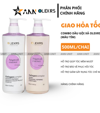 Combo Gội Xả Olexrs Argan Oil Essence Màu Tím 500ml - CBGXOMT