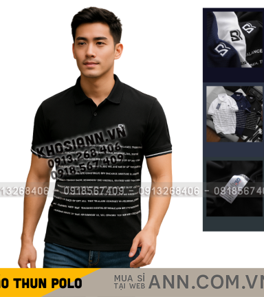 Áo Thun Nam Polo Cổ Bẻ Thêu Logo SRB Sọc Chữ (Có size 3x) - CS282