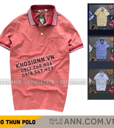 Áo Thun Nam Polo Cổ Bẻ Thêu Chữ A Phối Có Túi Thun Cotton - CS284