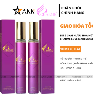 Set 2 Chai Nước Hoa Nữ Charme Love Mademoiselle 10ml Mùi Thơm Thanh Lịch Tự Tin - SET2LOVEMADEMOISELLE10ML