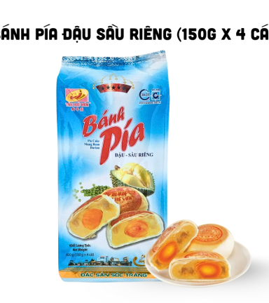 Bánh Pía Đậu Sầu Riêng Tân Huê Viên Màu Xanh Thơm Ngon 600g (150g x 4 cái) - 8936014315569