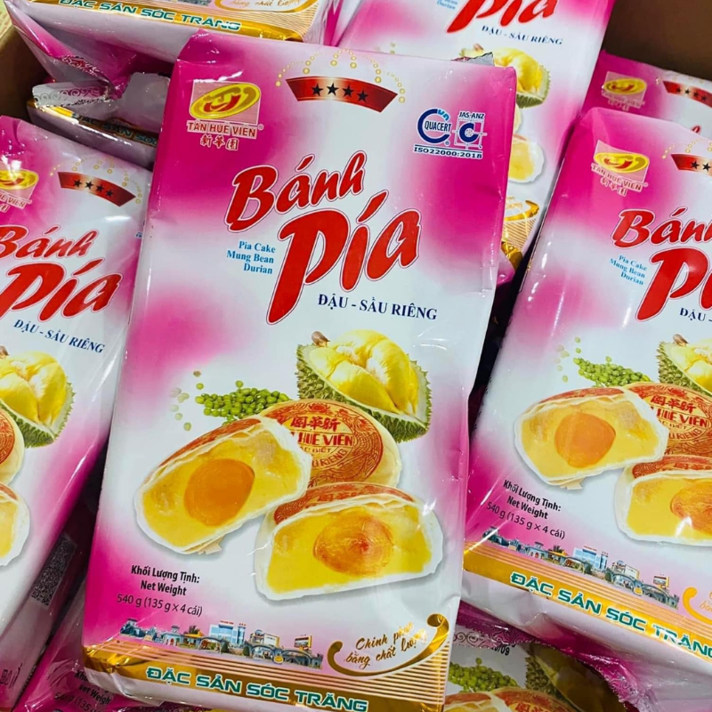 26624_10_20250828120244-3.png Bánh Pía Đậu Sầu Riêng Tân Huê Viên Màu Hồng Thơm Ngon 600g (150g x 4 cái) - BPDSRMH600G