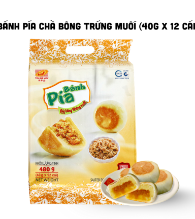 Bánh Pía Chà Bông Trứng Muối Tân Huê Viên Thơm Ngon 480g (40g x 12 cái) - 8936014311813