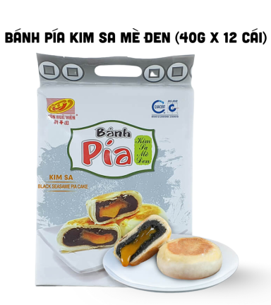 Bánh Pía Kim Sa Mè Đen Tân Huê Viên Thơm Ngon 480g (40g x 12 cái) - 8936014316818