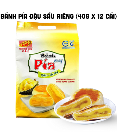 Bánh Pía Chay Đậu Sầu Riêng Tân Huê Viên Thơm Ngon 480g (40g x 12 cái) - 8936014316610