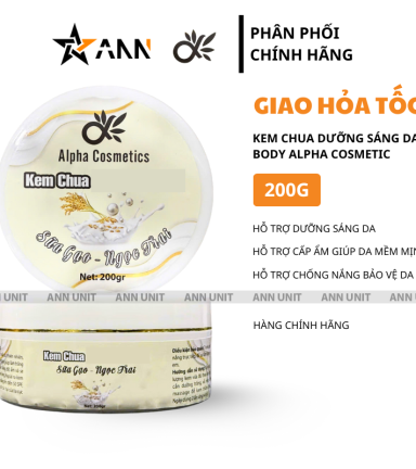 Kem Chua Kích Trắng Da Body Sữa Gạo Ngọc Trai Alpha Cosmetic 200g - Kem Cốt Trắng Da Body - KCKTAC200G