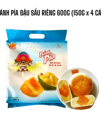 Bánh Pía Đậu Sầu Riêng Tân Huê Viên 600g (150g x 4 cái) - BPDSR