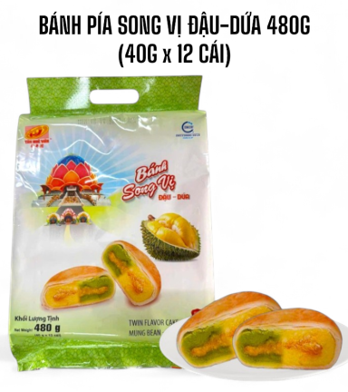 Bánh Pía Song Vị Đậu Dứa Tân Huê Viên 480g (40g x 12 cái) - BPSVDD