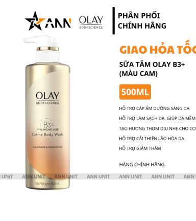 Sữa Tắm Dưỡng Sáng Da Olay B3+ Hyaluronic Acid Màu Cam 500ml - 4902430925747