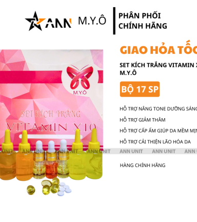 Set 1 Bộ 17 Sản Phẩm Kích Trắng Da Vitamin x10 Myo - KTMYOX10