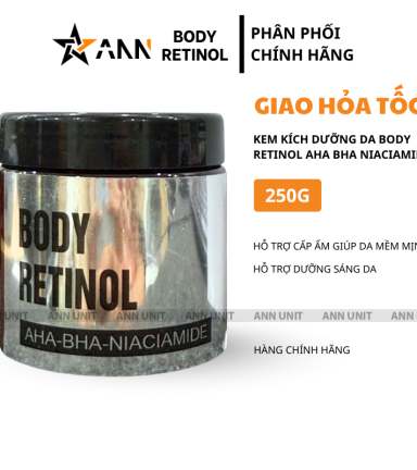 Kem Kích Dưỡng Sáng Da Body Retinol Aha Bha Niaciamide 250g - BODYRETINOL