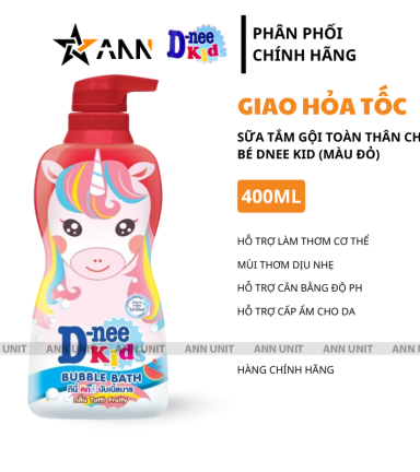 Sữa Tắm Gội Toàn Thân Cho Bé Dnee Kid Thái Lan Màu Đỏ 400ml hương dưa hấu hình con ngựa - 8851989064475