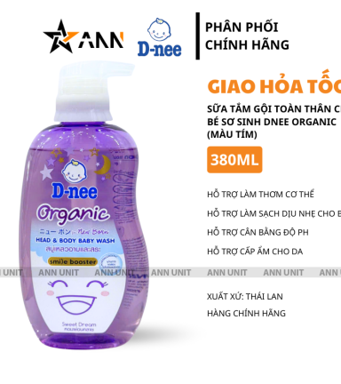 Sữa Tắm Gội Toàn Thân Cho Bé Sơ Sinh Dnee Organic Màu Tím 380ml - 8851989066318