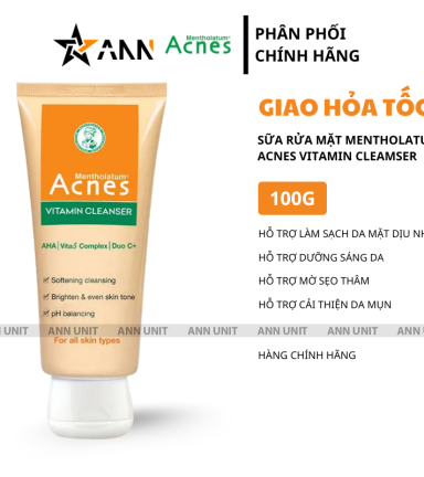 Sữa Rửa Mặt Mentholatum Acnes Vitamin Cleanser 100g - Sữa Rửa Mặt Acnes Dành Cho Da Thâm Mờ Thâm Sẹo - 8935006532663
