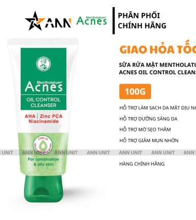 Sữa Rửa Mặt Mentholatum Acnes Oil Control Cleanser 100g - Sữa Rửa Mặt Acnes Dành Cho Da Dầu Nhờn - 8935006533837