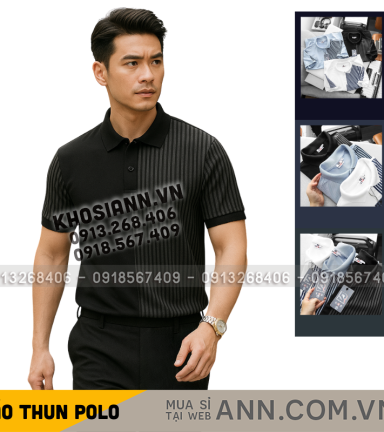 Áo Thun Polo Nam Phối Sọc Dọc Trước Ngực Và Tay Áo BigSize Từ 50-90kg - CS289