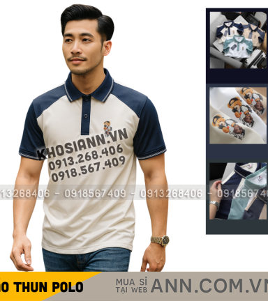Áo Thun Polo Nam Phối Màu Và In Hình Gấu Trước Ngực BigSize Từ 50-90kg - CS287