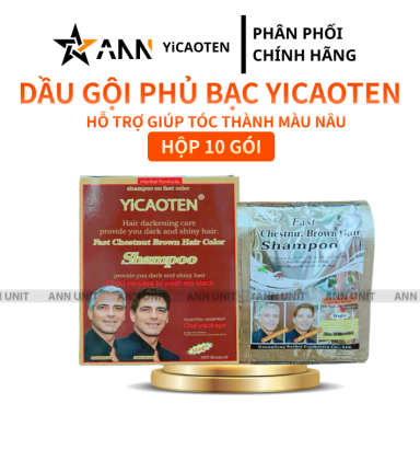Dầu Gội Phủ Bạc Yicaoten Màu Nâu Hộp 10gói - GOIYICAOTENNAU