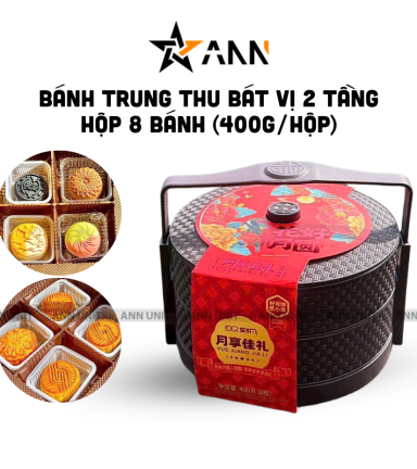 Bánh Trung Thu Bát Vị 2 Tầng Hộp 8 Bánh (400g/Hộp) - BTTBV2T400G