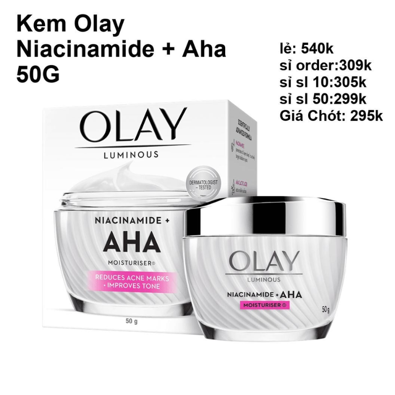 Shop sỉ kem Dưỡng Olay Luminous Niacinamide + AHA Moisturizer 50g 6 Shop sỉ kem Dưỡng Olay Luminous Niacinamide + AHA Moisturizer 50g