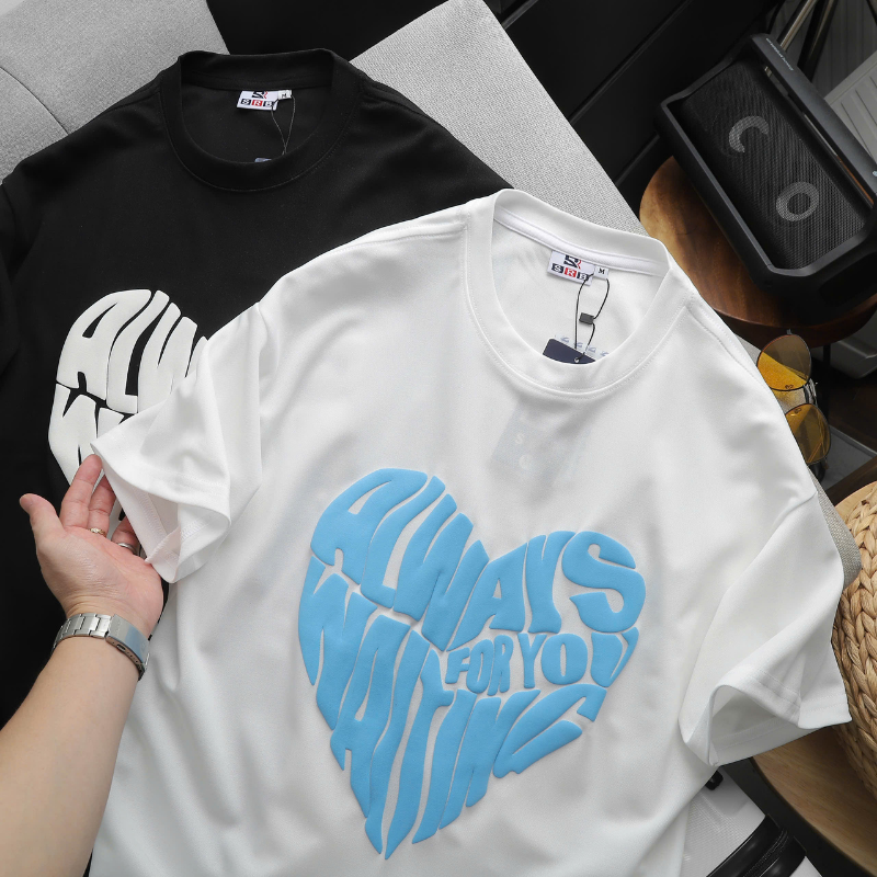 Chỗ sỉ áo Thun Unisex Cổ Tròn In Chữ Hình Trái Tim Trước Áo Size 40-80kg 16 Chỗ sỉ áo Thun Unisex Cổ Tròn In Chữ Hình Trái Tim Trước Áo Size 40-80kg