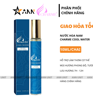 Nước Hoa Nam Charme Cool Water 10ml Mùi Thơm Phong Độ Tươi Mát - 8936194698940LE