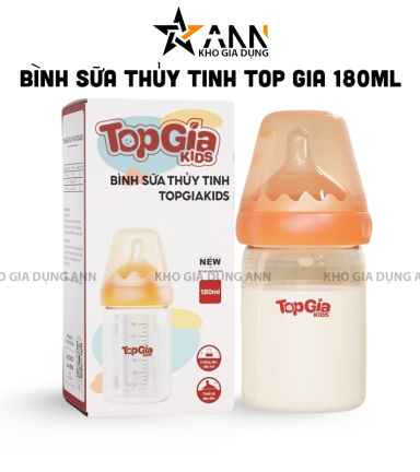 Bình Sữa Thủy Tinh Top Gia Kid 180ml Núm Ti Silicone Mềm - BSCB01