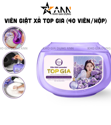 Viên Giặt Top Gia Hương Lavender - Hộp 40 Viên Giặt Quần Áo - VGQA01