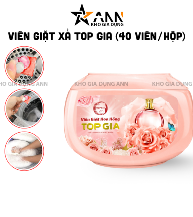Viên Giặt Top Gia Hương Hoa Hồng - Hộp 40 Viên Giặt Quần Áo - VGQA02