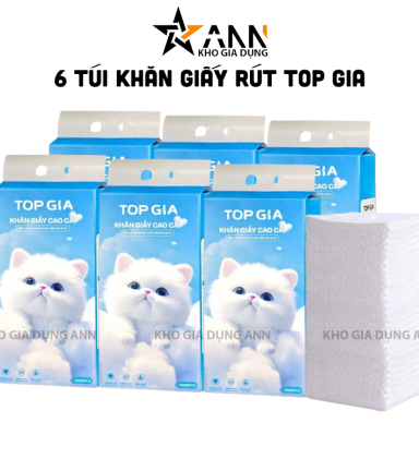Set 6 Túi Khăn Giấy Rút Treo Tường Màu Xanh Có 4 Lớp Top Gia - KGR09