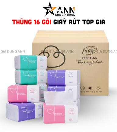 1 Thùng 16 Gói Khăn Giấy Ăn 3 Màu Top Gia Loại Nhỏ - KGR13