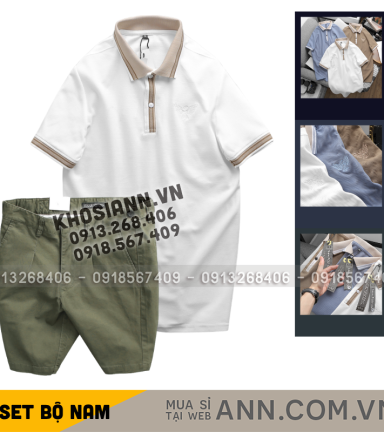 Set Bộ Nam - Áo Thun Nam Polo Cổ Bẻ Thêu Logo Đại Bàng Và Áo Thun Nam Polo Cổ Bẻ Thêu Logo Đại Bàng - SBN152