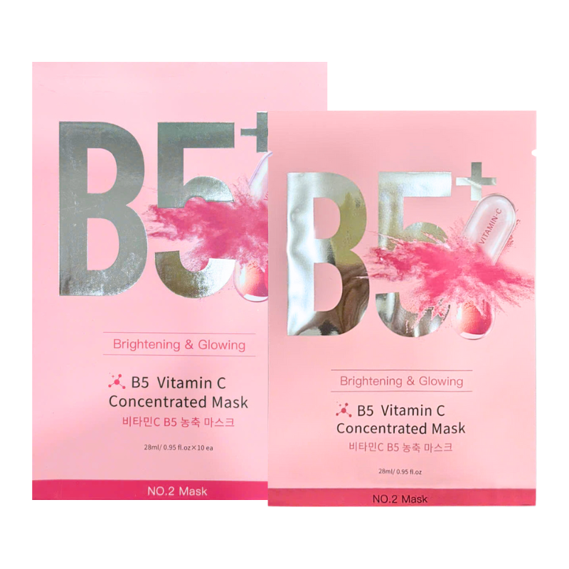 Hộp 10 Miếng Mặt Nạ Phục Hồi B5+ Vitamin C Concentrated Mask 28ml/Miếng - Màu Hồng 8 Hộp 10 Miếng Mặt Nạ Phục Hồi B5+ Vitamin C Concentrated Mask 28ml/Miếng - Màu Hồng