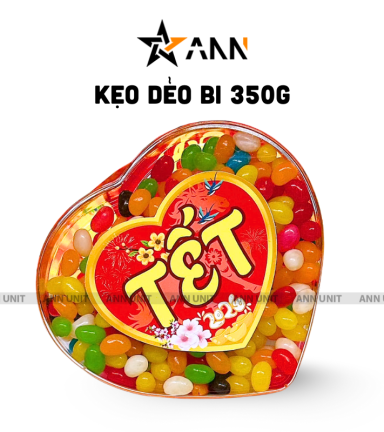 Kẹo Dẻo Bi 350g - Hộp Trái Tim Hộp Quà Tết 2026 - KDBHTT350G