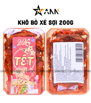 Khô Bò Xé Sợi 200g - Hộp Chữ Nhật Nhỏ Hộp Quà Tết 2026 - KBXSHCNN200G