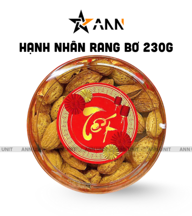 Hạnh Nhân Rang Bơ 230g Hộp Tròn Nhỏ Thơm Ngon Hộp Quà Tết 2026 - HNRBHTN230G