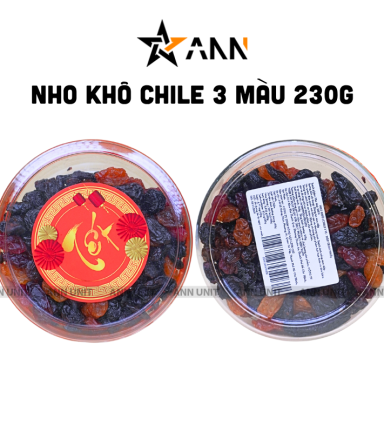 Nho Khô Chile 3 Màu 230g - Hộp Tròn Nhỏ Hộp Quà Tết 2026 - NKC3MHTN230G