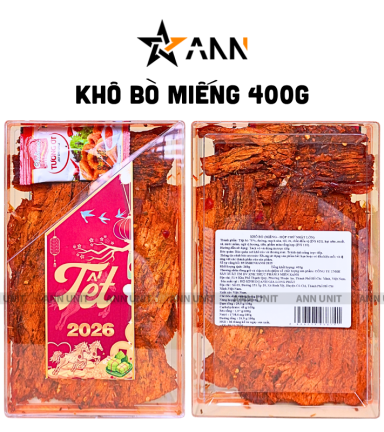 Khô Bò Miếng 400g Hộp Chữ Nhật Lớn Hộp Quà Tết 2026 - KBMHCNL400G