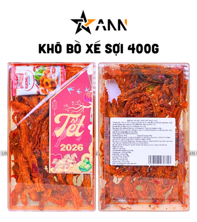 Khô Bò Xé Sợi 400g Hộp Chữ Nhật Lớn Hộp Quà Tết 2026 - KBXSHCNL400G