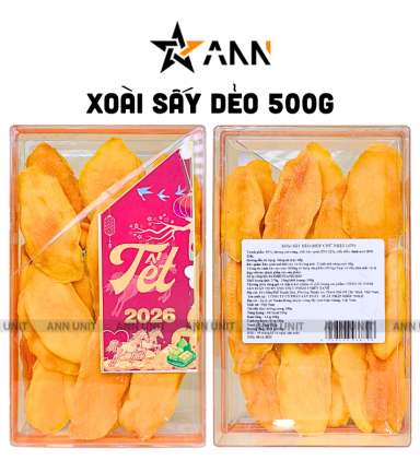 Xoài Sấy Dẻo Nguyên Vị 500g - Hộp Chữ Nhật Lớn Hộp Quà Tết 2026 - XSDHCN500G