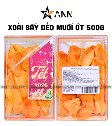Xoài Sấy Dẻo Muối Ớt Thơm Ngon 500g Hộp Quà Tết 2026 - XSDMO500G