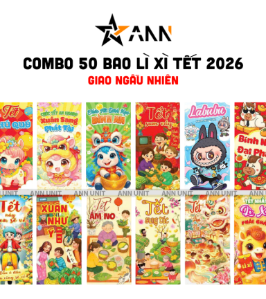 Combo 50 Bao Lì Xì Tết Bính Ngọ 2026 - Giao Mẫu Ngẫu Nhiên - LIXI2026